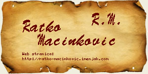 Ratko Mačinković vizit kartica